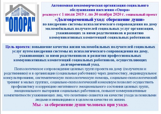 Презентация социального проекта "Долговременный уход: сбережение души"